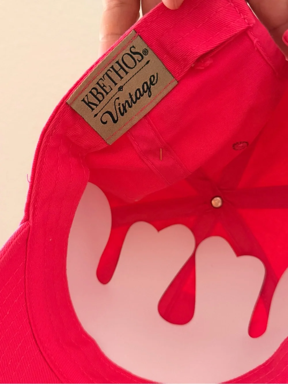 New KBETHOS Bright Pink Cap with White Drip Accent Design by Blueberry Kate